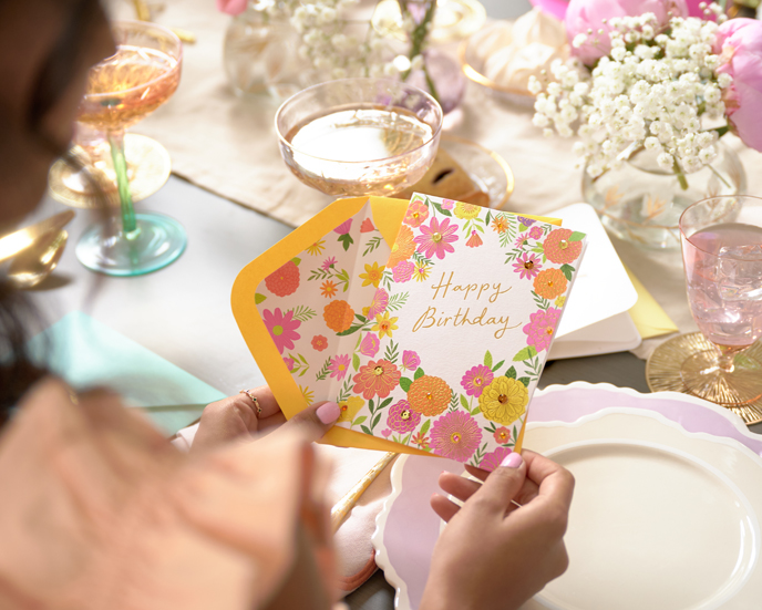 Woman Holding Birthday Card