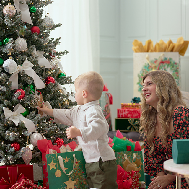 mom and child hanging ornament