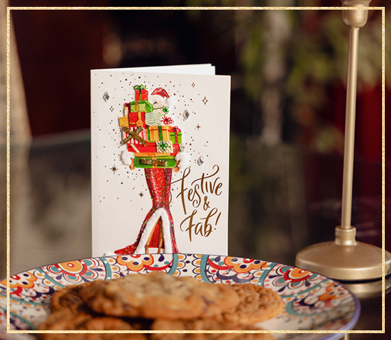 Festive and Fab Mrs. Clause card with plate of santa's cookies