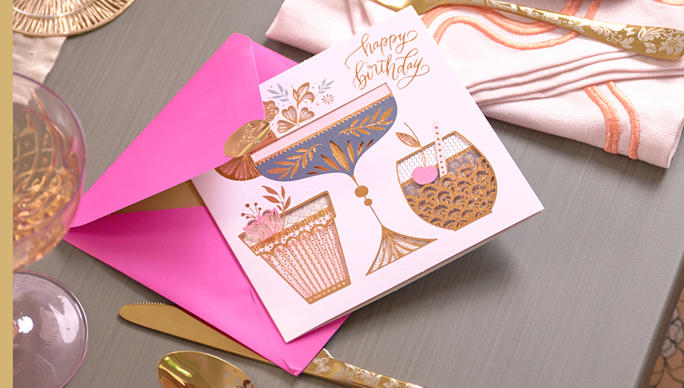 Greeting card with cocktail glasses